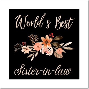 world’s best sister-in-law Sister In Law Shirts Cute with flowers Posters and Art